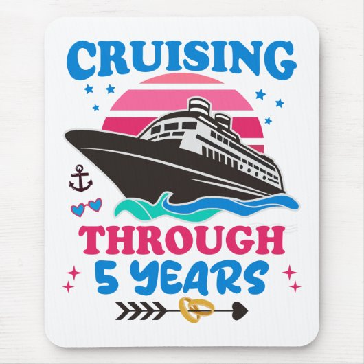 Tapis De Souris Croisière Sur 5 Ans Mariage (Devant)