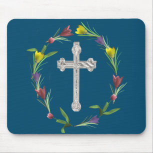 Tapis De Souris Croix à anneau rose