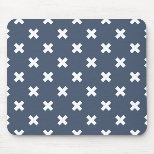 Tapis De Souris Croix blanches sur bleu-gris (Devant)
