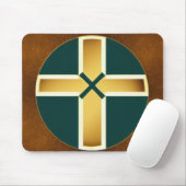 Tapis De Souris Croix Brown avec Turquoise Arrière - plan Mousepad (Avec souris)