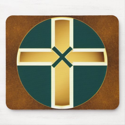 Tapis De Souris Croix Brown avec Turquoise Arrière - plan Mousepad (Devant)