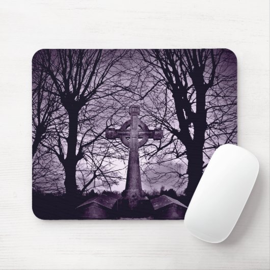 Tapis De Souris Croix celtique gothique tombstone violet version (Avec souris)