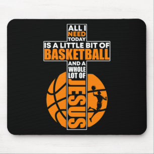Tapis De Souris Croix chrétienne de basket-ball
