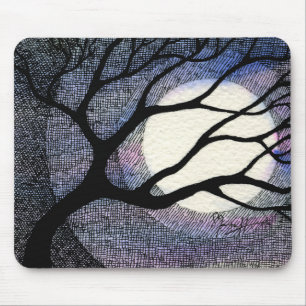 Tapis De Souris Croix d'arbre et de lune hachée