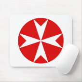Tapis De Souris Croix de Malte v2 (blanc sur rouge) (Avec souris)