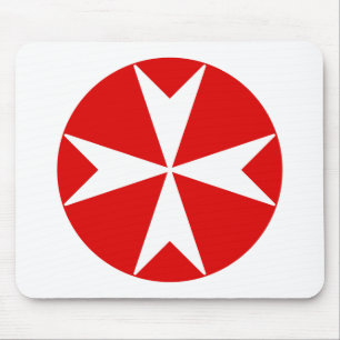 Tapis De Souris Croix de Malte v2 (blanc sur rouge)