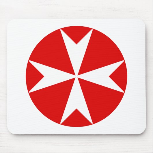 Tapis De Souris Croix de Malte v2 (blanc sur rouge) (Devant)