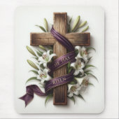 Tapis De Souris Croix de Pâques et ruban pourpre (Devant)