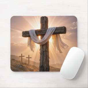 Tapis De Souris Croix de Pâques sur une colline