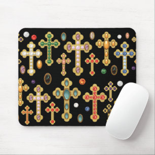 Tapis De Souris Croix de pierres de naissance factices et pierres