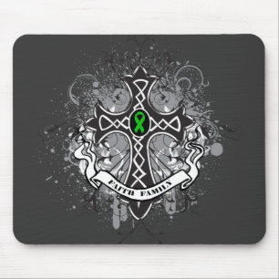 Tapis De Souris Croix de prière de famille de foi (vert) - Cancer