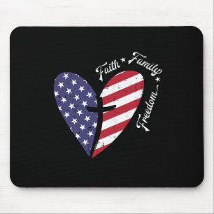 Tapis De Souris Croix du Coeur Quatrième 4 juillet Chr patriotique