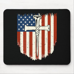 Tapis De Souris Croix du drapeau américain 3 clous Dom patriotique