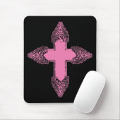 Tapis De Souris Croix gothique rose ornée (Avec souris)