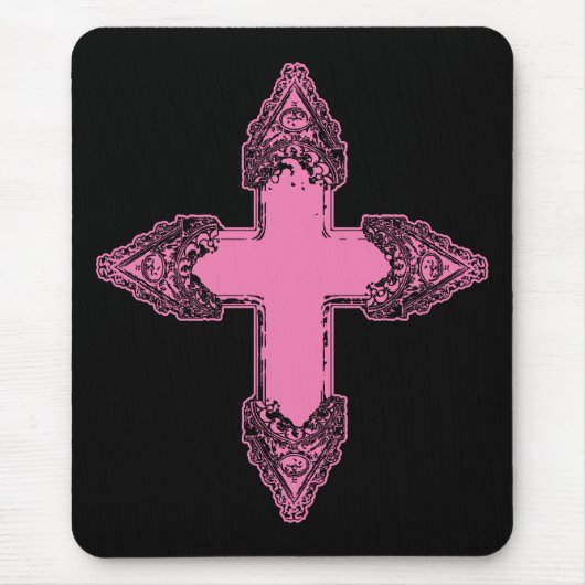 Tapis De Souris Croix gothique rose ornée (Devant)