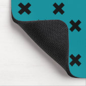 Tapis De Souris Croix noire sur turquoise (Coin)