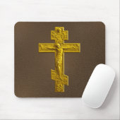 Tapis De Souris Croix orthodoxe russe d'or (Avec souris)