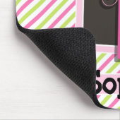 Tapis De Souris Croix rose sur les rayures vert rose et citron ver (Coin)