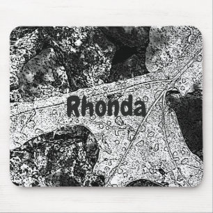 Tapis De Souris Croquis de feuille en noir et blanc