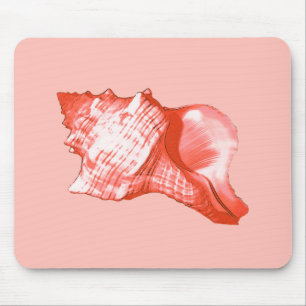 Tapis De Souris Croquis en coquille de cône - corail, coquille ros