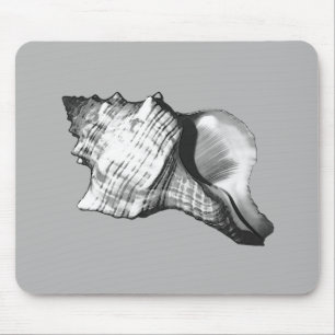 Tapis De Souris Croquis en coquille de cône - tons gris et blanc