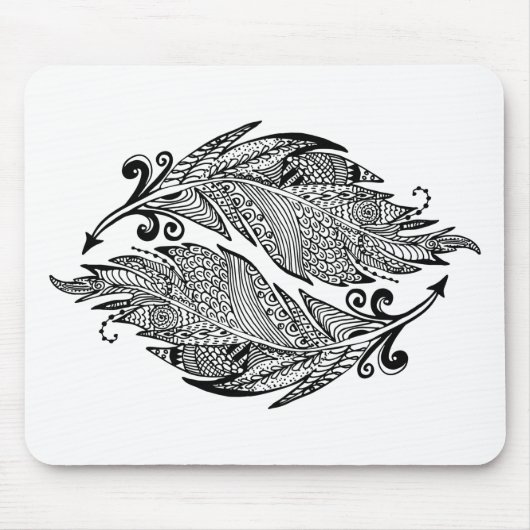 Tapis De Souris Croquis inspiré des plumes (Devant)