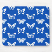 Tapis De Souris Croquis papillon, bleu cobalt et blanc (Devant)
