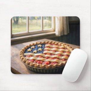 Tapis De Souris Croûte de drapeau américain sur une tarte maison