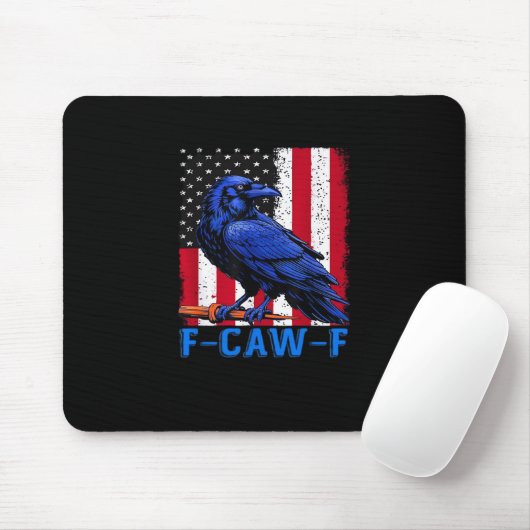 Tapis De Souris Crow Raven Funny F-Caw-F Minimal Clean (Avec souris)