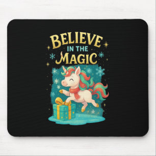 Tapis De Souris Croyez En La Magie Unicorn Kids Christmas Design