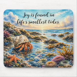 Tapis De Souris Crustacé ermite aquarelle explorant une mare résid
