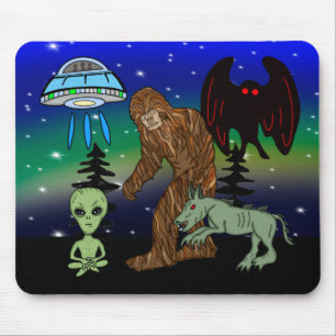 Tapis De Souris Cryptides, Bigfoot, Sasquatch, Mothman, Alien, OVN