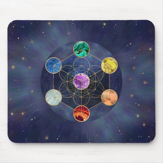 Tapis De Souris Cube de Metatron Chakras Géométrie sacrée (Devant)