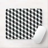 Tapis De Souris Cubes 3D gris, noir et blanc Motif (Avec souris)