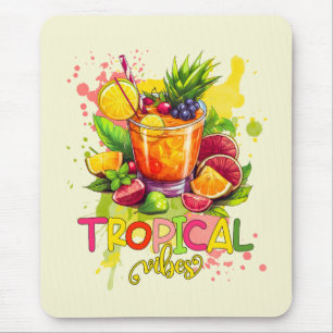 Tapis De Souris Cubes tropicaux - Vibes d'été Aquarelle Fruits