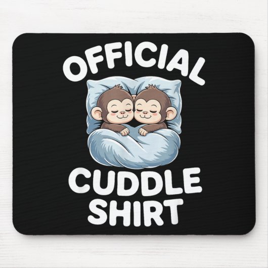 Tapis De Souris Cuddle Shirt Cute Sleepy Monkey Couple  (Devant)