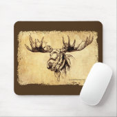 Tapis De Souris Cuir de Faux de dessin d'orignaux (Avec souris)