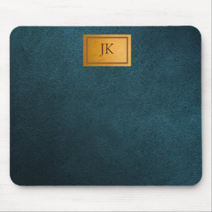 Tapis De Souris Cuir vert élégant, Monogramme