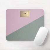 Tapis De Souris Cuir Vert Rose Élégant Monogramme   (Avec souris)