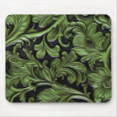 Tapis De Souris Cuir vert rustique travaillé (Devant)