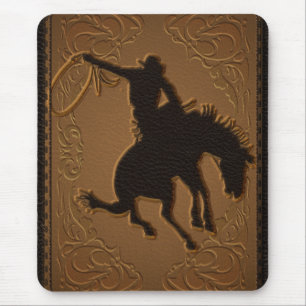 Tapis De Souris Cuir Western Sauvage Ouest Rustique Campagne Cow-b