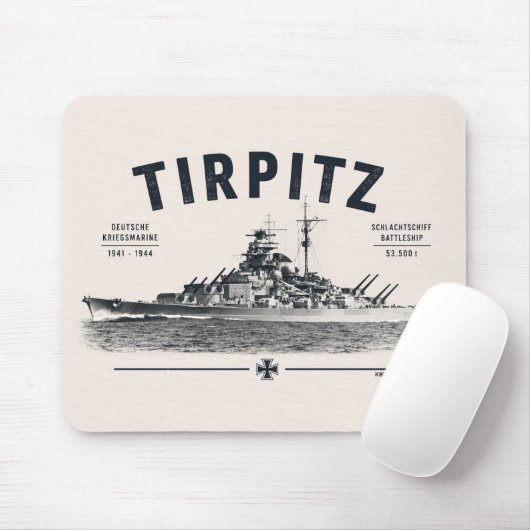 Tapis de souris cuirassé Tirpitz (Avec souris)