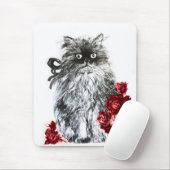 Tapis De Souris CUISINE AVEC ROSES, Rouge noir et blanc (Avec souris)