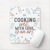Tapis De Souris Cuisine bien avec la typographie d'amour (Avec souris)
