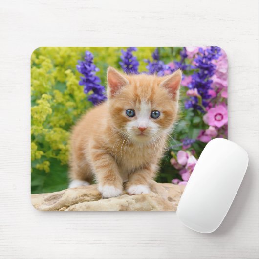 Tapis De Souris Cuisine chatte-chaton au gingembre en portrait de  (Avec souris)