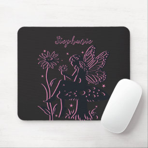 Tapis De Souris Cuisine Fairy Champagne et Fleur Noir & Rose