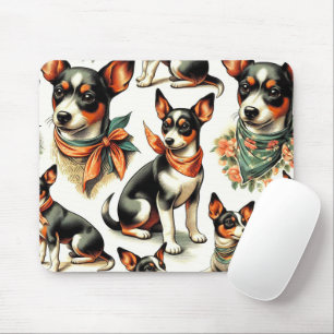 Tapis De Souris Cuisine Vintage Rat Terrier sans couture