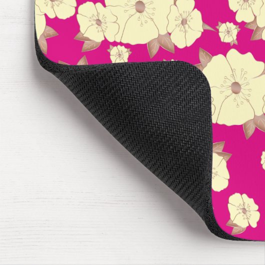 Tapis De Souris Cuivre floral Pastel jaune sur Fuchsia arrière - p (Coin)