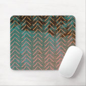 Tapis De Souris Cuivre rustique et Teal Chevron de marbre (Avec souris)