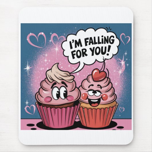 Tapis De Souris Cupcake rose pour la Saint-Valentin (Devant)